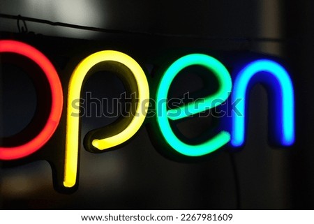 Neon Color Open Sign Glowing