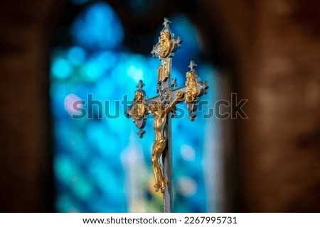 interiors and details in catholic church crucifix, jesus christ