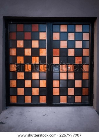 Door with chess design and texture