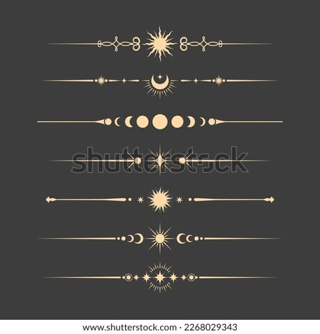 Mystical vintage book vignettes, dividers and separators, tarot style  and esoteric delimiters, vector Royalty-Free Stock Photo #2268029343