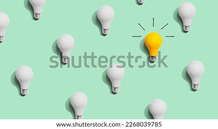 One out unique idea light bulb concept - Flat lay Royalty-Free Stock Photo #2268039785