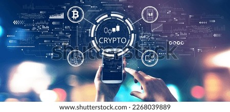 Crypto Trading theme with blurred city lights at night