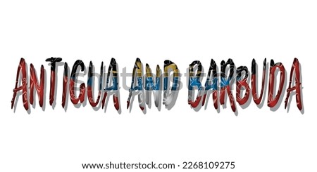 antigua and barbuda flag text font, symbol background, flag ribbon typography lettering logo label banner, 3D colorful background, vector illustration