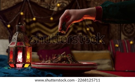 Authentic Moroccan Lamb Tagine. Moroccan food Royalty-Free Stock Photo #2268125711