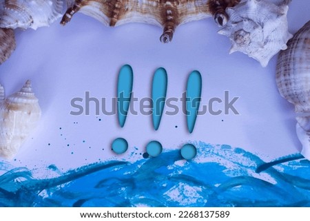 Animal Shell, Summer vacation, marine background with Exclamation mark text.