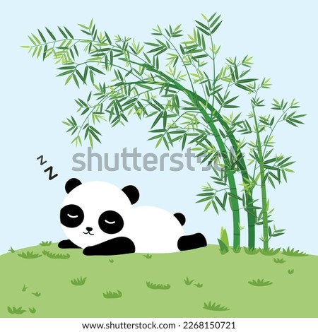 cute panda sleeping, happy weekend cartoon vector illustration doodle style