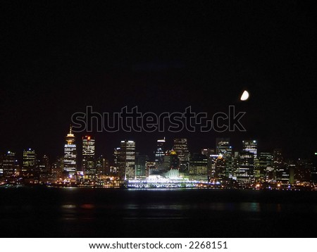 Night skyline of downtown vancouver