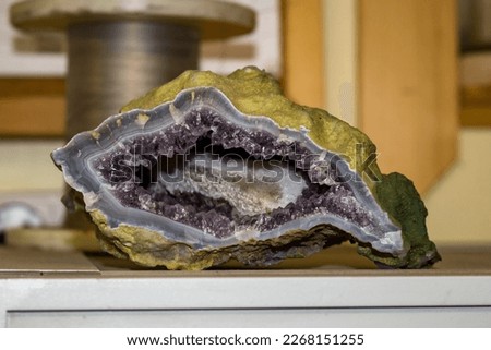 Amethyst geode in agate, collection specimen
 Royalty-Free Stock Photo #2268151255