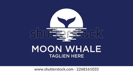moon and whale logo icon vector illustration Royalty-Free Stock Photo #2268161033