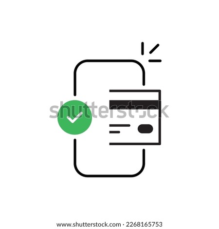 thin line easy contactless payment icon. concept of global marketing or e-commerce checkmark sign and paypass method without contact. flat trend modern outline logo graphic design isolated on white Royalty-Free Stock Photo #2268165753