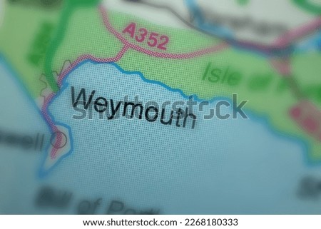 Weymouth, United Kingdom atlas map town name - tilt-shift