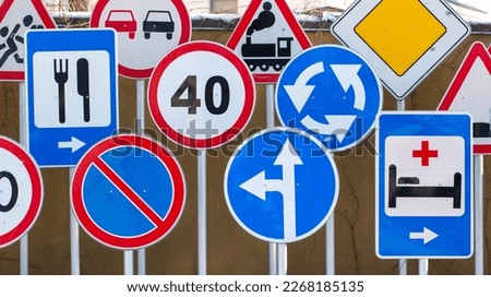 Different road signs as a background.