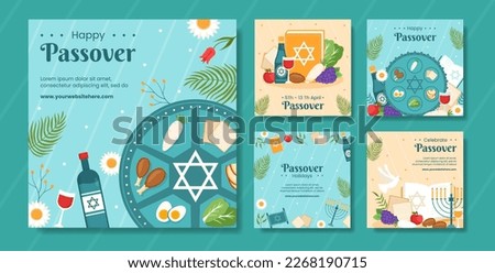 Happy Passover Jewish Holiday Social Media Post Flat Cartoon Hand Drawn Templates Illustration Royalty-Free Stock Photo #2268190715