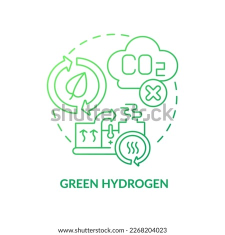 Eco hydrogen green gradient concept icon. Renewable fuel production. Reduce emissions. Clean energy source abstract idea thin line illustration. Isolated outline drawing. Myriad Pro-Bold font used