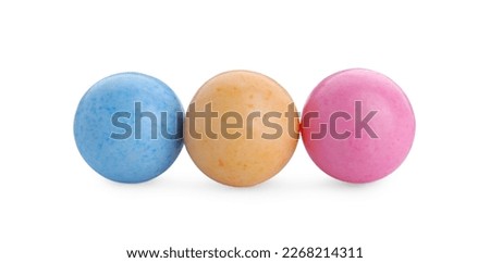 Bright sweet chewy gumballs isolated on white Royalty-Free Stock Photo #2268214311