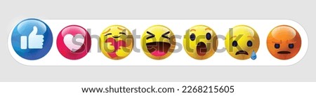 yellow cartoon bubble comment reactions icon template face tear smile sad hug love like Lol laughter emoji character message Emoticons comment social media Facebook chat high quality vector 3d round