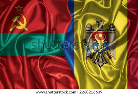 Transnistria and Moldova two folded silk flags together