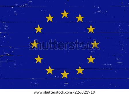 European flag painted on a wooden board