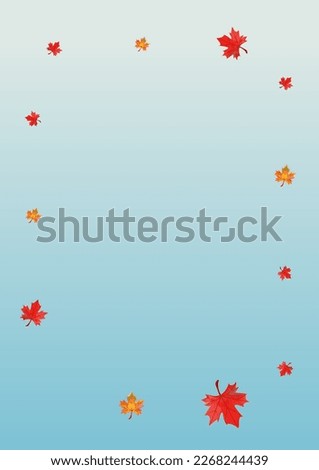 Brown Leaves Background Blue Vector. Foliage Beautiful Design. Yellow Decoration Floral. November Plant Illustration.