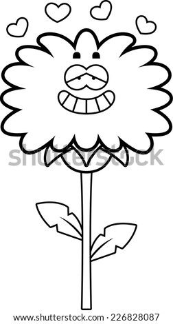 A cartoon illustration of a dandelion with an in love expression.