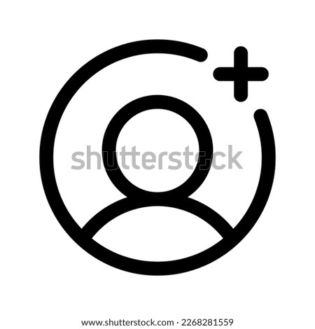 Vector follow, add user icon. Black, white background. Perfect for app and web interfaces, infographics, presentations, marketing, etc. Royalty-Free Stock Photo #2268281559