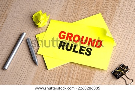 GROUND RULES written on sticky on notebooks