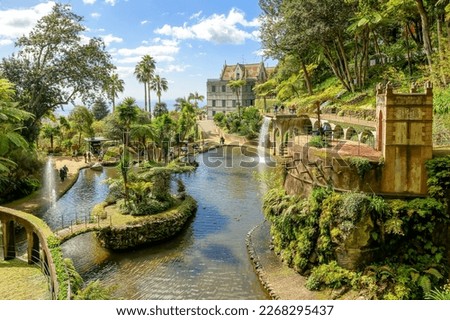 Landscape with tropical garden in the Monte Palace, Funchal, Madeira island Royalty-Free Stock Photo #2268295437