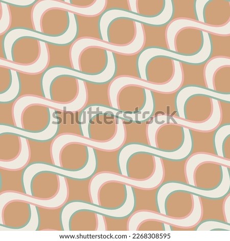 Abstract Diagonal Swirl Stripes Wavy Lines Seamless Vector Pattern Retro Minimal Design Perfect for Allover Fabric Print or Wall Paper Trendy Fashion Colors Milky Brown Tones