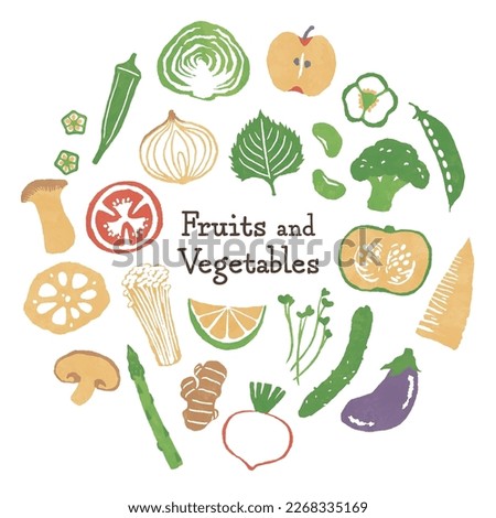illustration set of fruits and vegetables Royalty-Free Stock Photo #2268335169