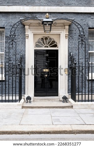 No. 10 Downing Street is the base and home of the serving prime minister. Royalty-Free Stock Photo #2268351277