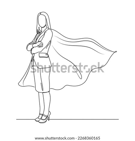 Business superwoman concept line drawing hand drawn illustration. Royalty-Free Stock Photo #2268360165