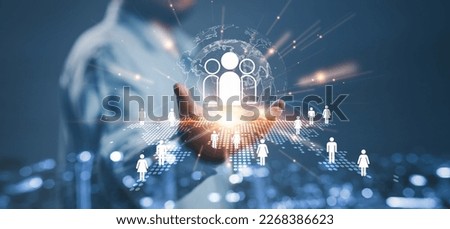 Customer Relationship Management, Businessman use tablet with global structure customer network technology, Data exchanges development. customer service, social media. digital marketing online. Royalty-Free Stock Photo #2268386623