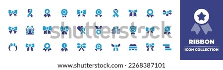 Ribbon icon collection. Duotone color. Vector illustration. Containing bow tie, ribbon, badge, seal, bow, prize, tie, award, ribbon bow, christmas present, alzheimer, medal ribbon, books.