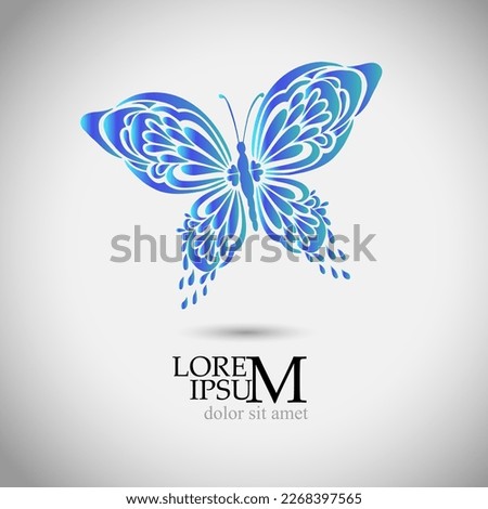 blue butterfly logo. For a tattoo. Vector illustration