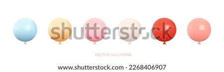 Set of round helium balloons in soft pastel colors. Collection of ballons of round shapes, matte and glossy shades in realistic 3D design. Decor for Valentine's day, weddings, and birthdays. vector.