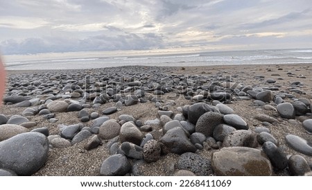 Beach with stones near the ocean
