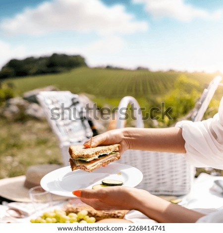 beautiful summer weather behind a picnic sandwich Royalty-Free Stock Photo #2268414741