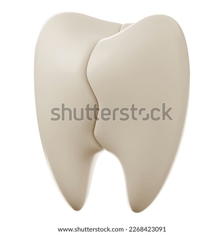 Premium medical cracked tooth icon 3d rendering on white isolated background