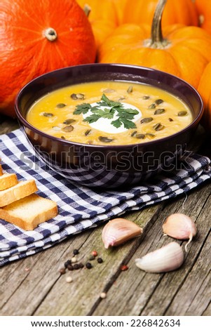 Delicious pumpkin cream soup