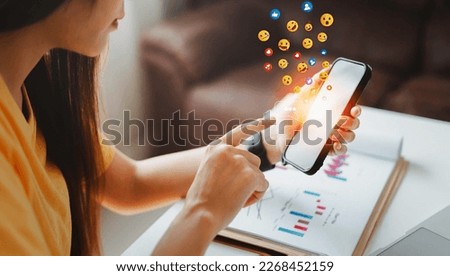 Woman using phone chatting social media on mobile phone with notification icon