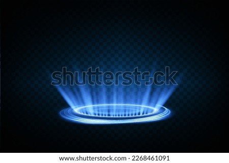 Magic fantasy portal. Futuristic teleport. Light effect. Blue rays of a night scene with sparks on a transparent background. Vector
 Royalty-Free Stock Photo #2268461091