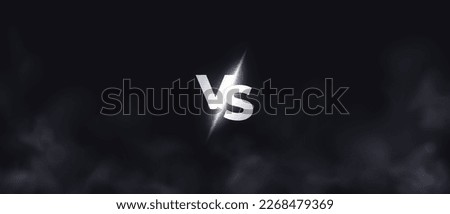 Versus banner. VS concept. Smoke from the fire. Black color. Fog backgorund. Isolated transparent mist or smog effect. Raised dust. Clouds. Realistic template. Vector illustration eps10. Royalty-Free Stock Photo #2268479369