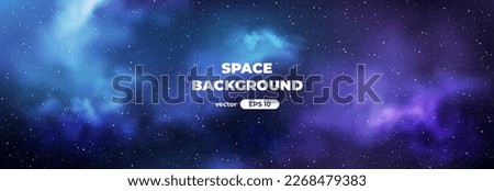 Space background with bright shining stars. Star universe. Beautiful colorful nebula. Starry night sky. Deep cosmos. Black outer space. Milky way galaxy. Science fiction. Vector illustration eps10. Royalty-Free Stock Photo #2268479383