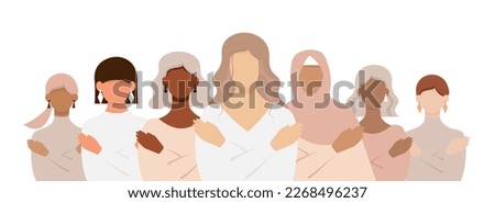 #EmbraceEquity. Banner International Women's Day. Faceless women vector illustration. EPS 10 Royalty-Free Stock Photo #2268496237