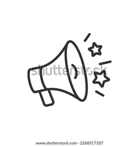Megaphone with sound, linear icon. Advertising and distribution. Line with editable stroke Royalty-Free Stock Photo #2268517107