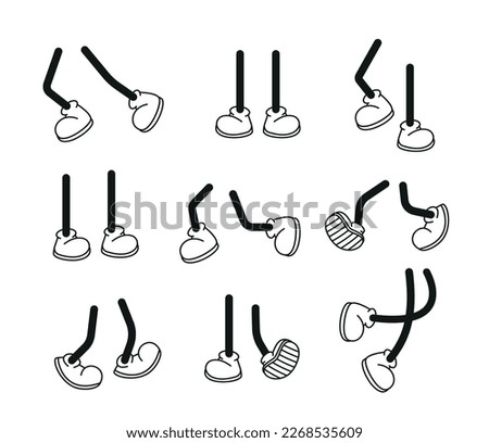 Cartoon vector walking feet in trainers or sneakers on stick legs in various positions eps 10 Royalty-Free Stock Photo #2268535609