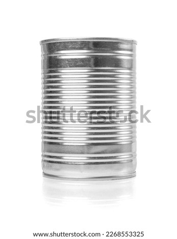 Can Tin Isolated, Preserve Template Mockup, Metal Milk Package, Aluminum Cylindrical Container, Can Tin on White Background Royalty-Free Stock Photo #2268553325