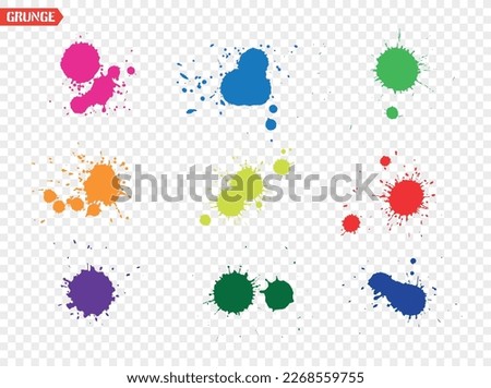 Colorful Paint Splatters.Set of Grunge Splashes.