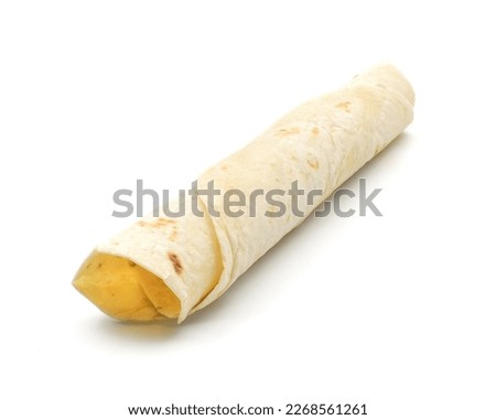 Rolled up pita, thin, tortilla, lavash bread isolated on white background