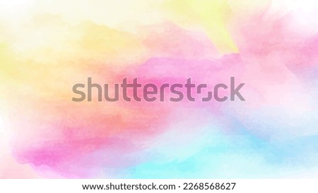 Colorful pastel drawing paper texture vector bright banner, print. Hand painted watercolor sky and clouds, abstract watercolor background, vector illustration for greeting, poster, design, art  Royalty-Free Stock Photo #2268568627
